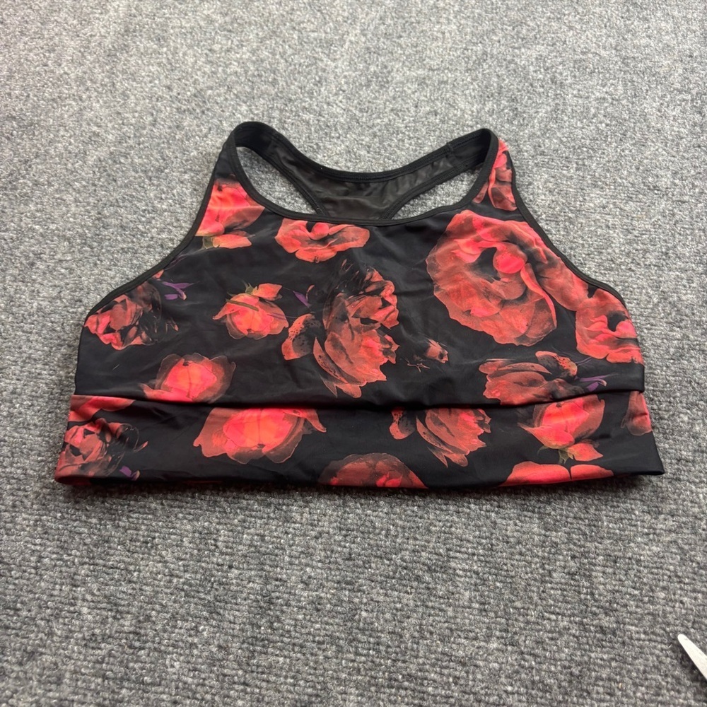 VICTORIA’S SECRET Women’s Victoria Sport Black/Red Floral Sports Bra size: XL